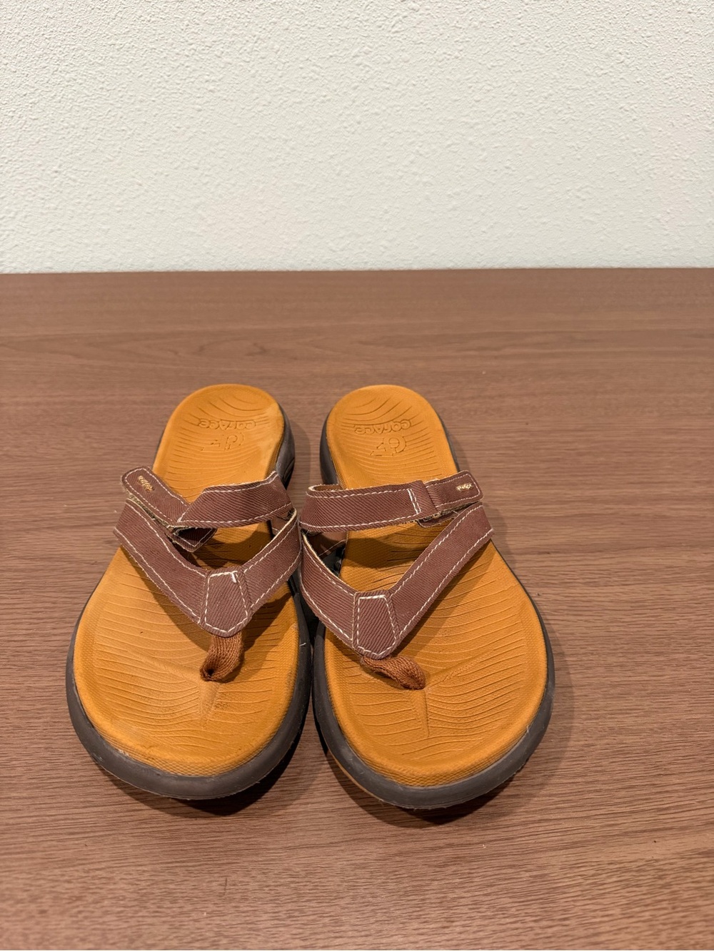 Goface Women’s Size 8.5 Brown Orange Comfort Thong Sandals Adjustable Straps